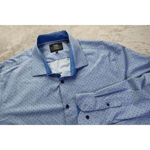 WRK Work Rest Karma Button Shirt Men's‎ Size 18 4 Way Stretch Blue Polka Dot